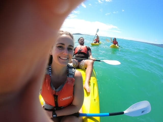 Kayaking with friends in Mission Bay, Auckland